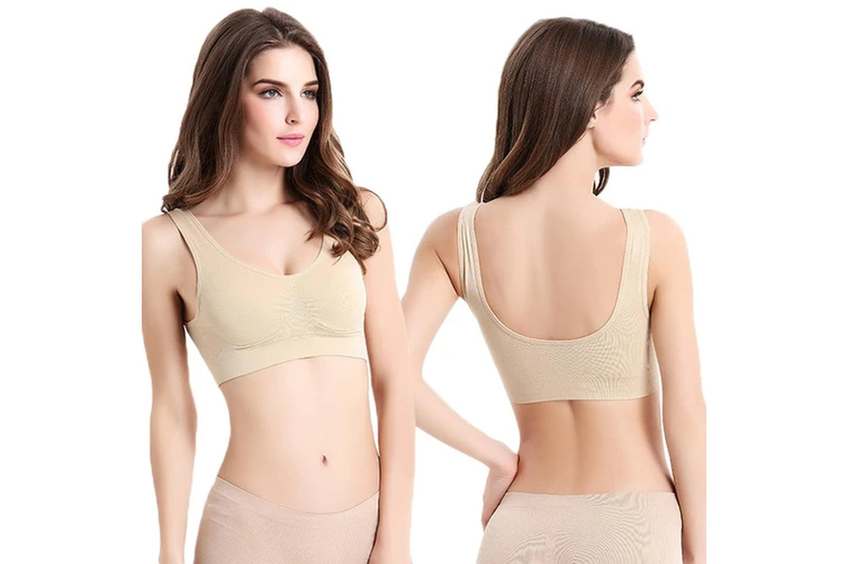 3Pcs Womens Seamless Comfortable Yoga Sports Lace Bras-White, Cuticolour, Black