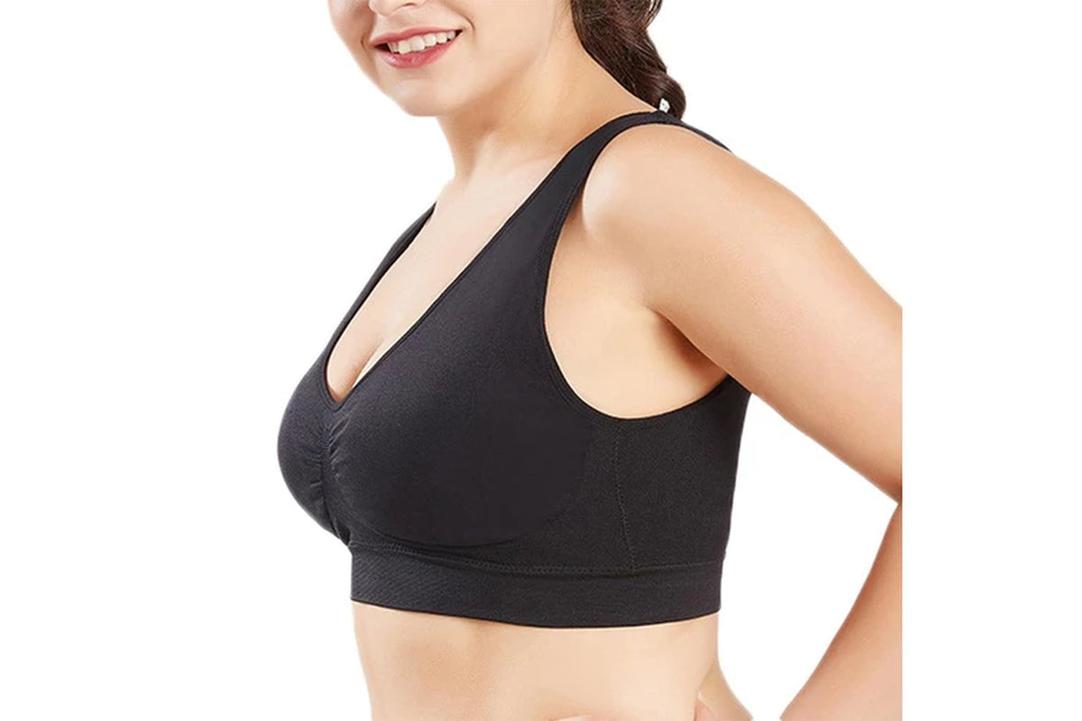 3Pcs Womens Seamless Comfortable Yoga Sports Lace Bras-White, Cuticolour, Black