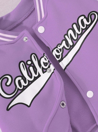 Girls Outfits 2 Piece Activewear Long Sleeve Baseball Jacket and Sweatpants Set Tracksuit