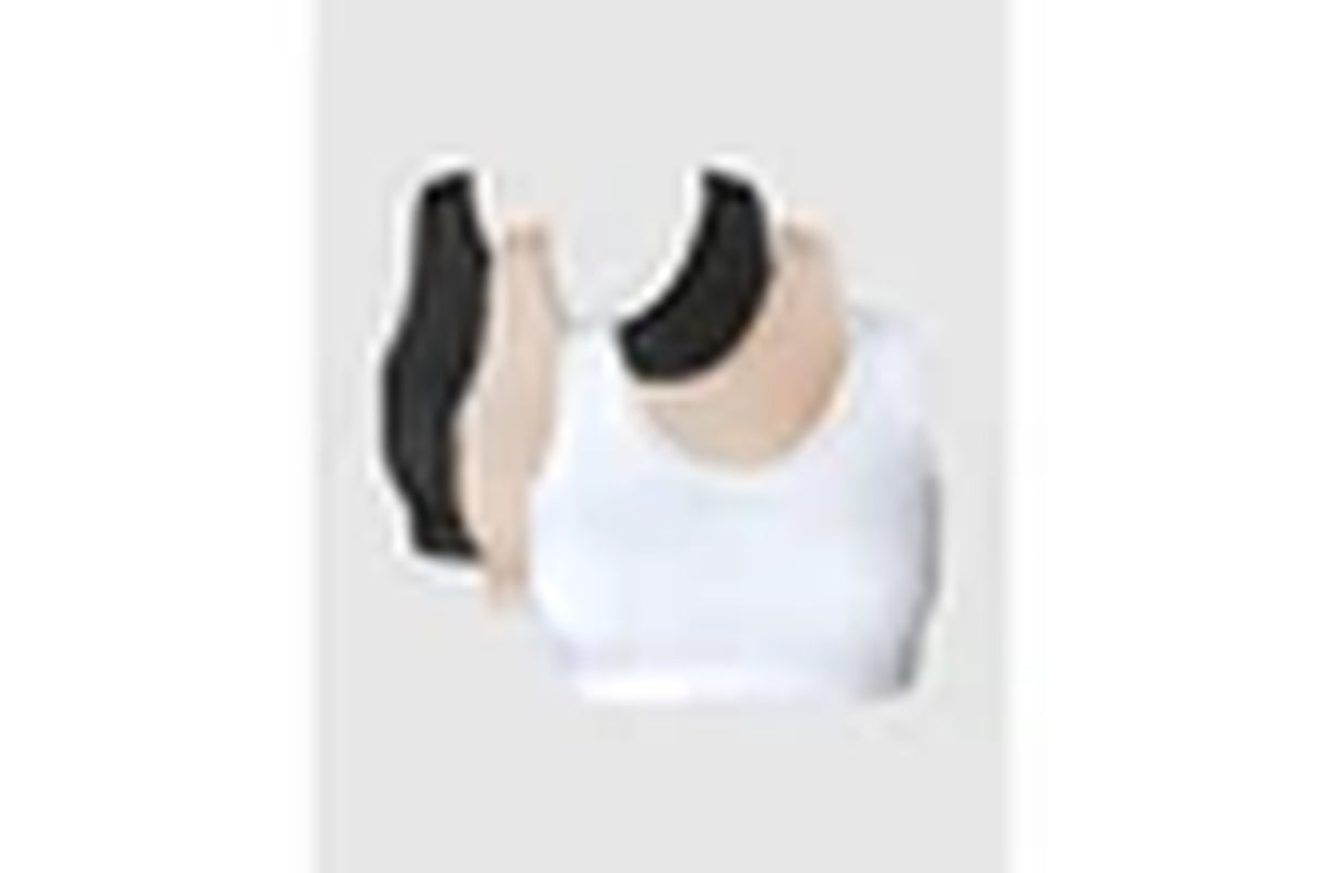 Bestform Wirefree Cotton Sports Crop Top Bra (3 Pack)