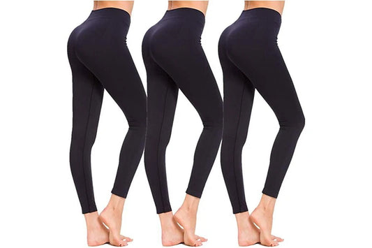 Women’s High-Waist Fitness Leggings – 3-Pack Aussie Active Bundle (Black)