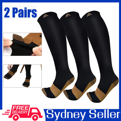 2 Pairs Copper Compression Socks Compression Socks for Women and Men Outdoor AU