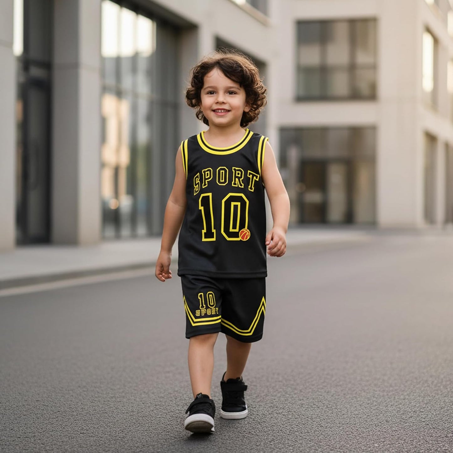 Kids Sports Shorts Sets Boys Jerseys Tracksuit 2 Piece Basketball Performance Tank Top and Mesh Shorts Set