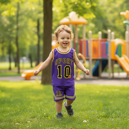 Kids Sports Shorts Sets Boys Jerseys Tracksuit 2 Piece Basketball Performance Tank Top and Mesh Shorts Set