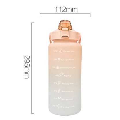 2L Sports Water Bottle Large Capacity Straw Time Motivational Cup Fitness Jugs