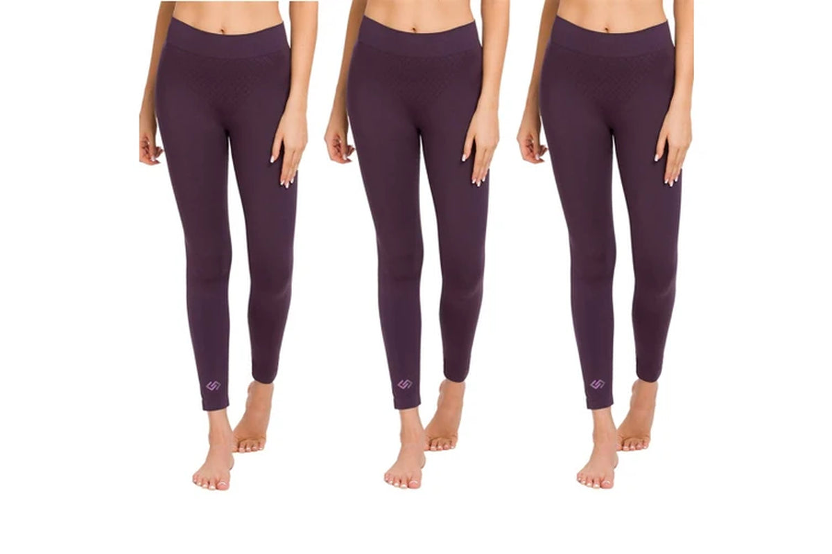 Women’s High-Waist Fitness Leggings – 3-Pack Aussie Active Bundle (Purple)