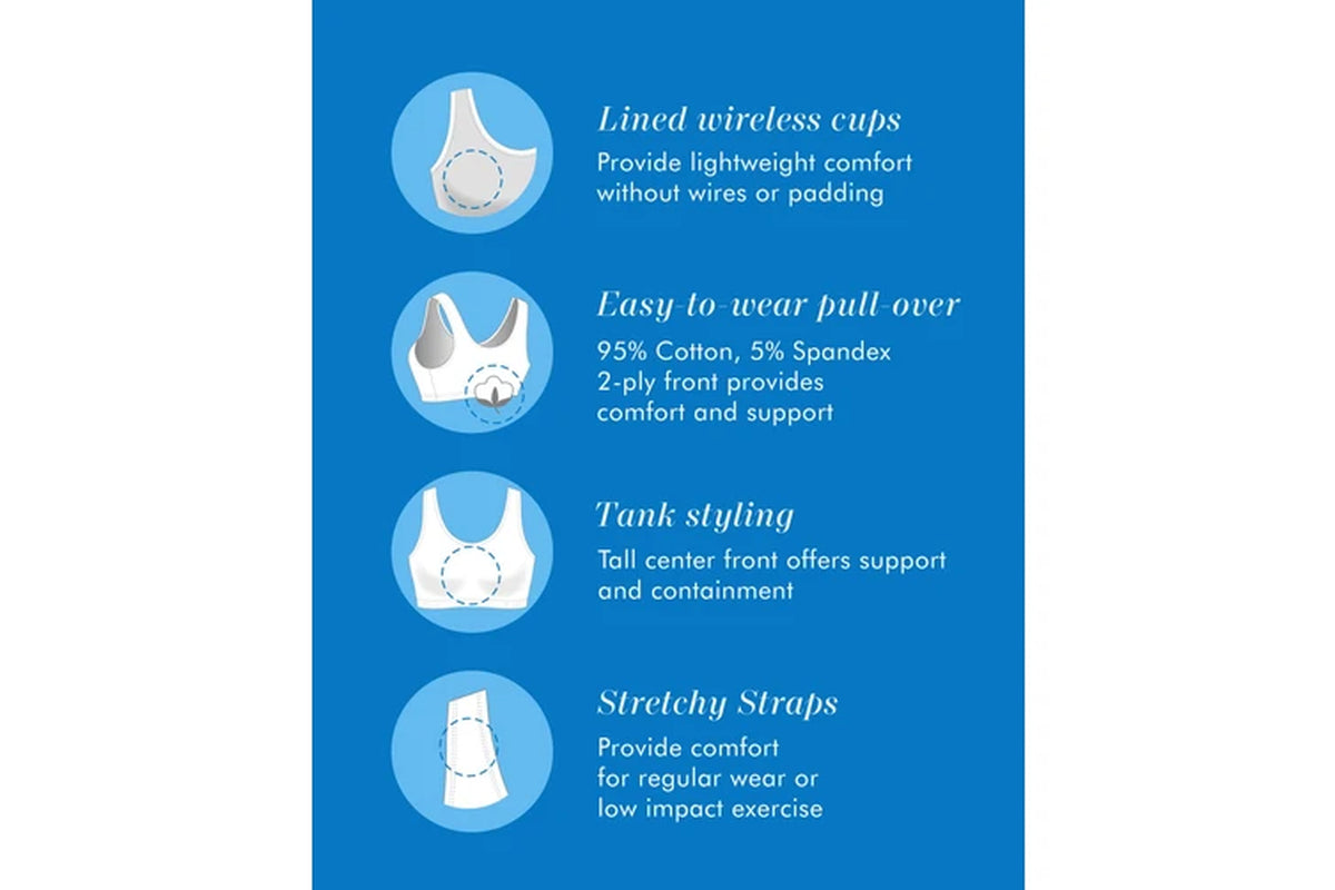 Bestform Wirefree Cotton Sports Crop Top Bra (3 Pack)