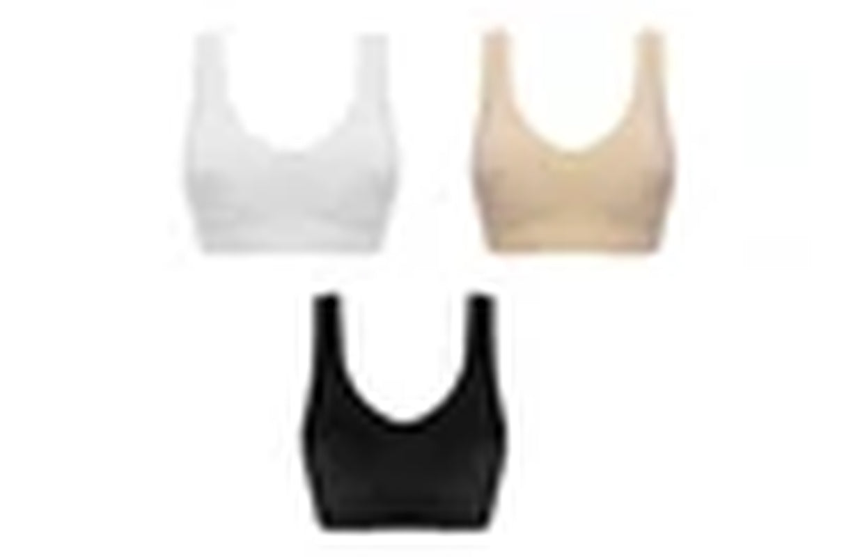 3Pcs Womens Seamless Comfortable Yoga Sports Lace Bras-White, Cuticolour, Black