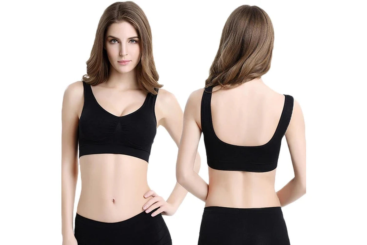 3Pcs Womens Seamless Comfortable Yoga Sports Lace Bras-White, Cuticolour, Black