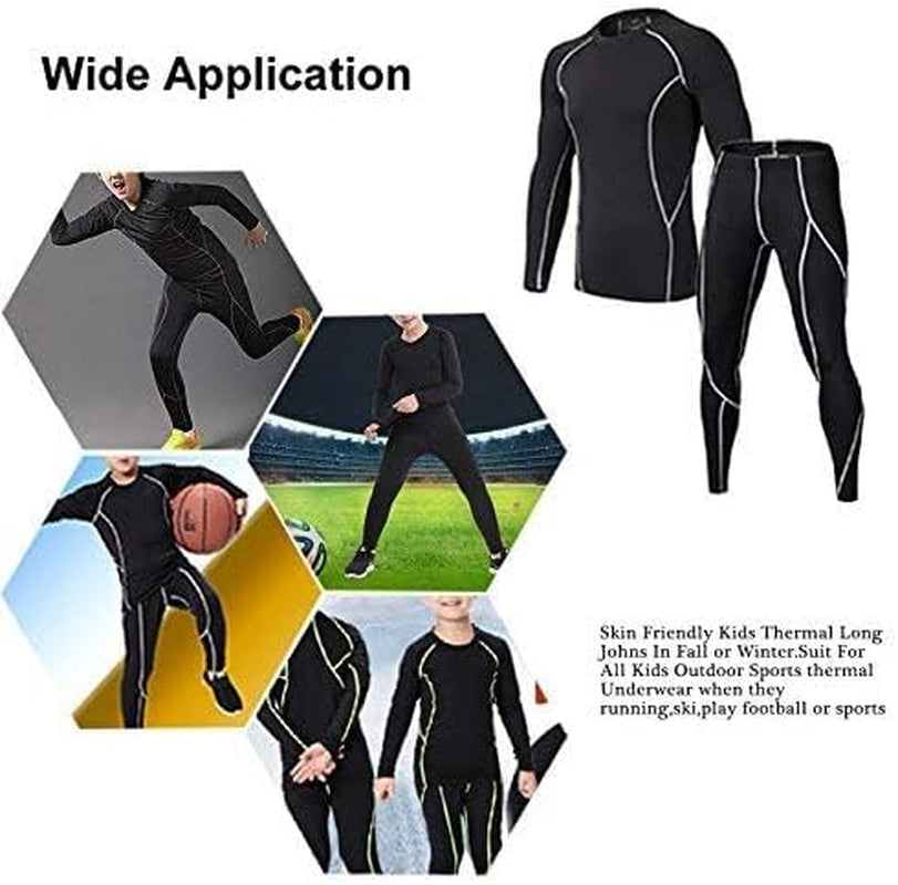 Boys Compression Sets Long Sleeve Shirts and Pant Set Base Layer Undershirt Compression Leggings Thermal Underwear