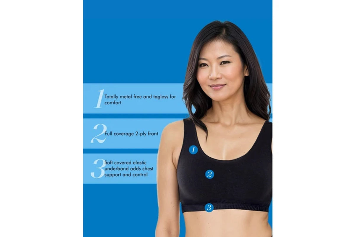 Bestform Wirefree Cotton Sports Crop Top Bra (3 Pack)
