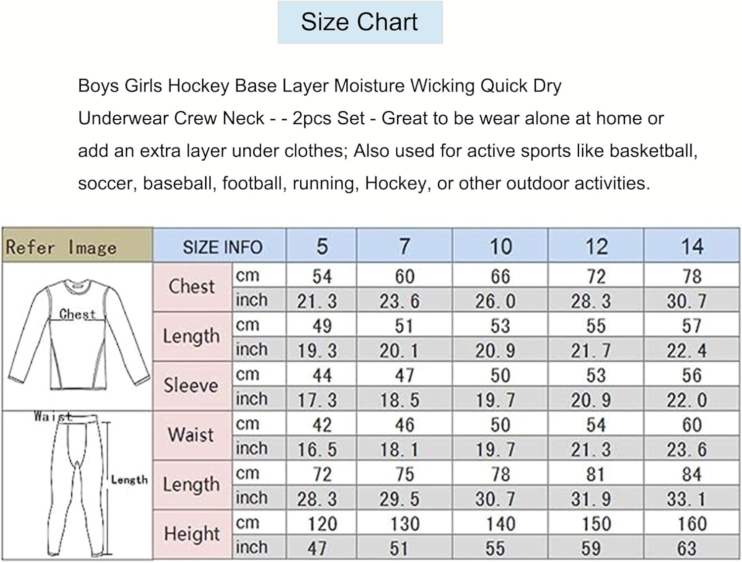 Boys Compression Sets Long Sleeve Shirts and Pant Set Base Layer Undershirt Compression Leggings Thermal Underwear