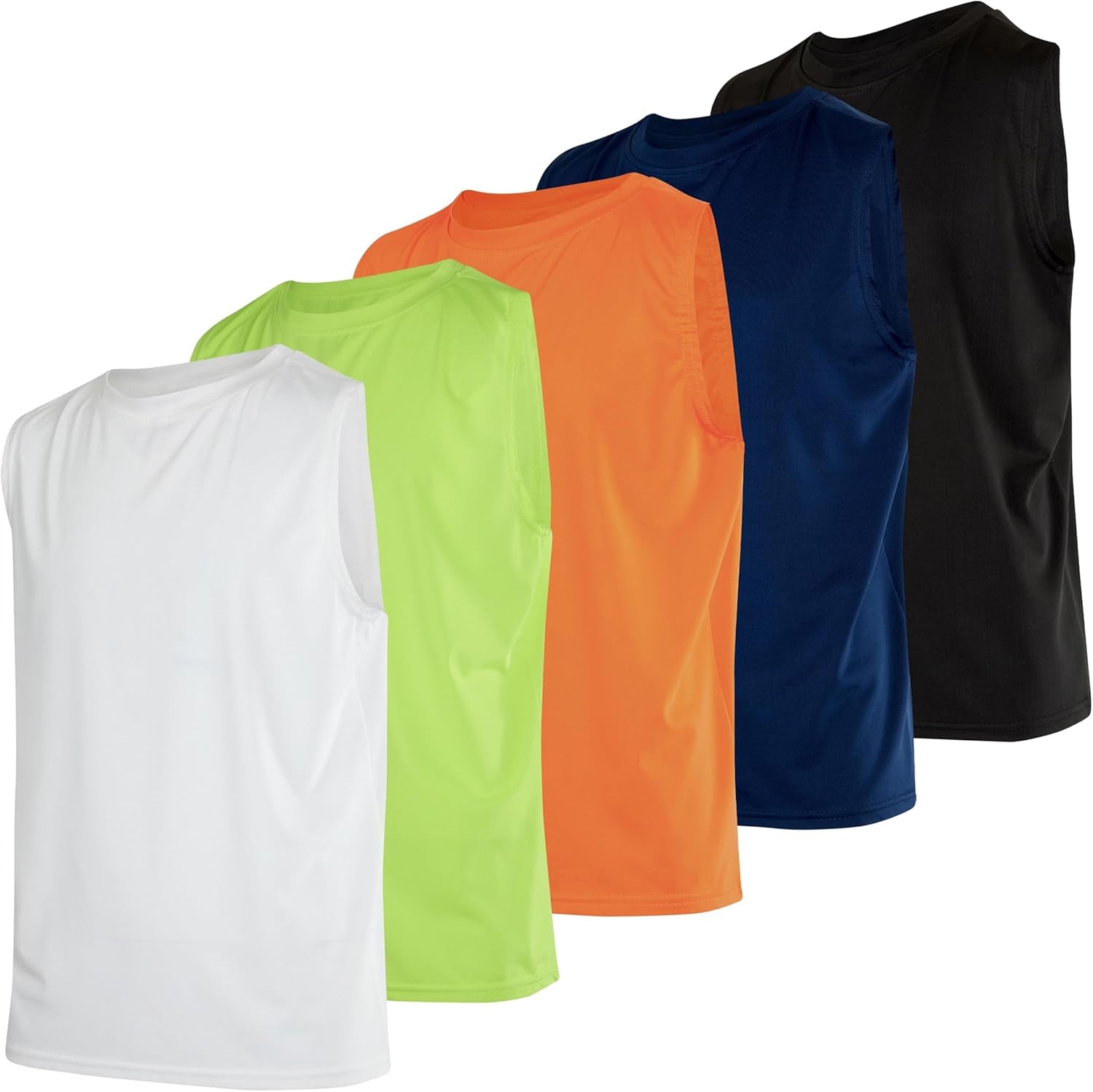 5 Pack: Boys Dry-Fit Active Athletic Performance Tank Top