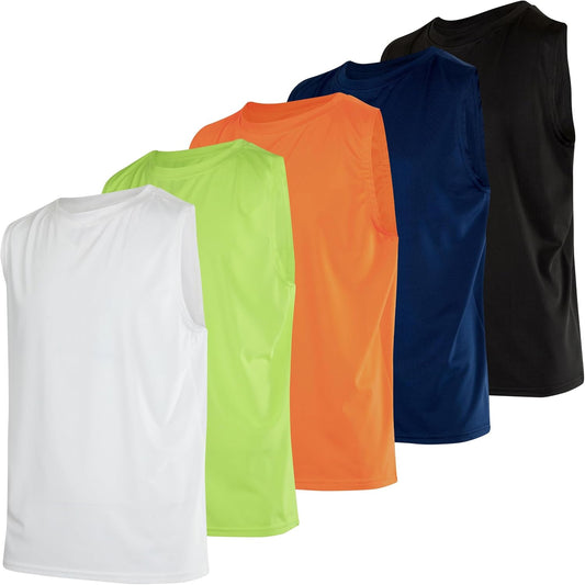 5 Pack: Boys Dry-Fit Active Athletic Performance Tank Top