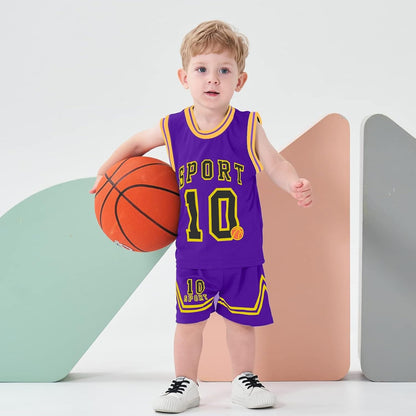 Kids Sports Shorts Sets Boys Jerseys Tracksuit 2 Piece Basketball Performance Tank Top and Mesh Shorts Set