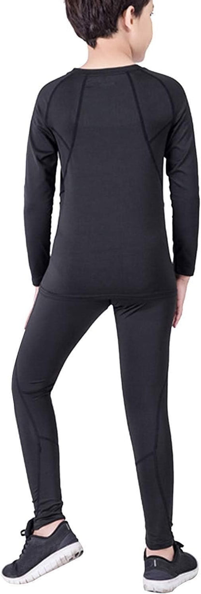 Boys Compression Sets Long Sleeve Shirts and Pant Set Base Layer Undershirt Compression Leggings Thermal Underwear