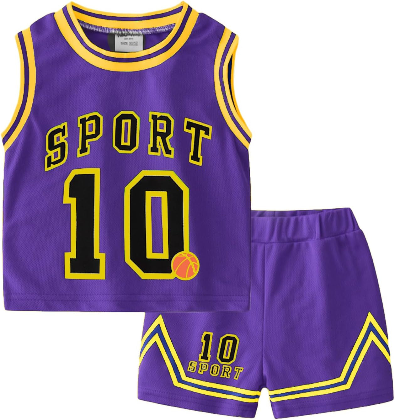 Kids Sports Shorts Sets Boys Jerseys Tracksuit 2 Piece Basketball Performance Tank Top and Mesh Shorts Set