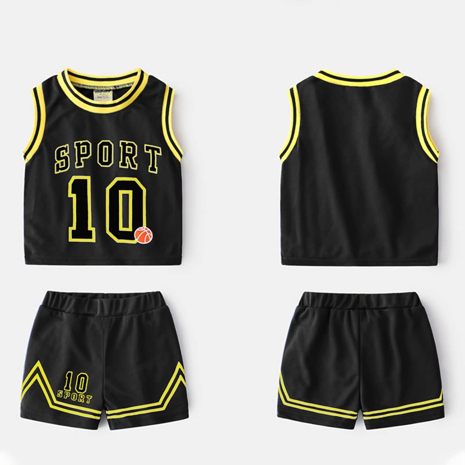 Kids Sports Shorts Sets Boys Jerseys Tracksuit 2 Piece Basketball Performance Tank Top and Mesh Shorts Set