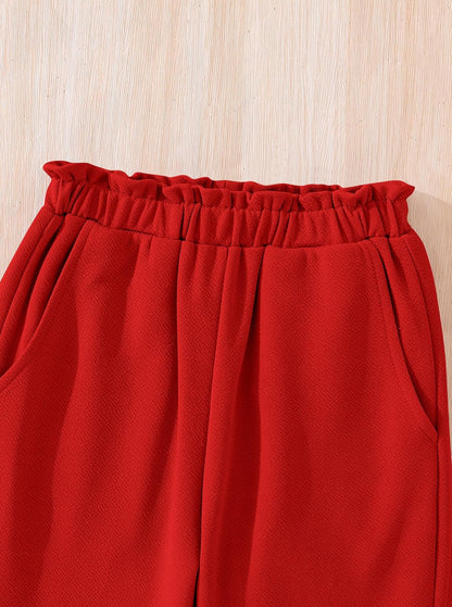 Girls Long Sleeve 3 Piece Outfits Graphic Crop Tee and Cami Top with Pants Set