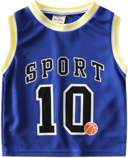 Kids Sports Shorts Set Todder Boys Jerseys Tracksuit 2 Piece Basketball Top Mesh Shorts Set