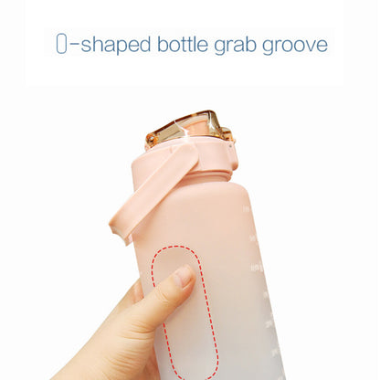 2L Sports Water Bottle Large Capacity Straw Time Motivational Cup Fitness Jugs