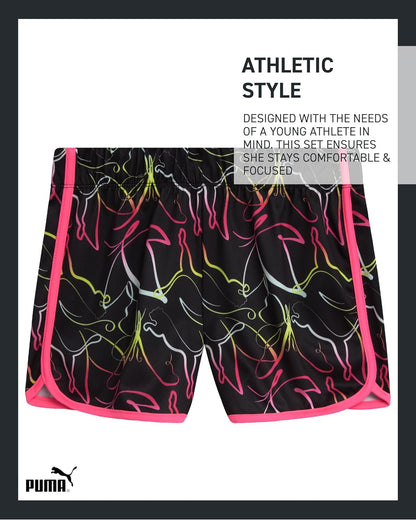 Girls Active Shorts Set - 2 Piece Performance Pullover Hoodie and Athletic Shorts - Cute Athletic Outfit for Girls (S-L)