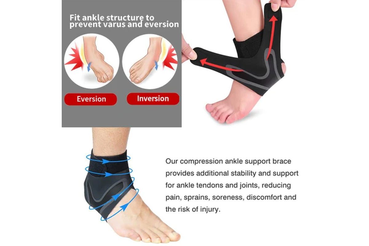 Ankle Support Brace Sports Adjustable Protector Compression Pain Relief (Extra Large Left)
