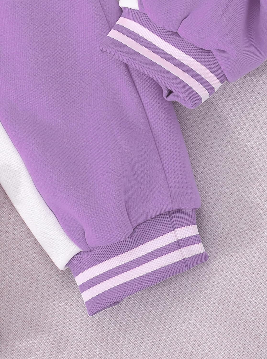 Girls Outfits 2 Piece Activewear Long Sleeve Baseball Jacket and Sweatpants Set Tracksuit