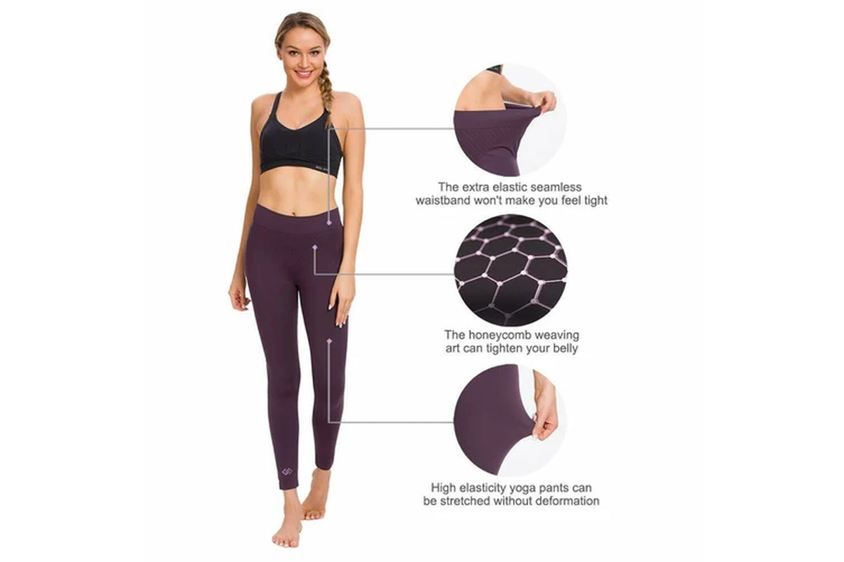 Women’s High-Waist Fitness Leggings – 3-Pack Aussie Active Bundle (Purple)