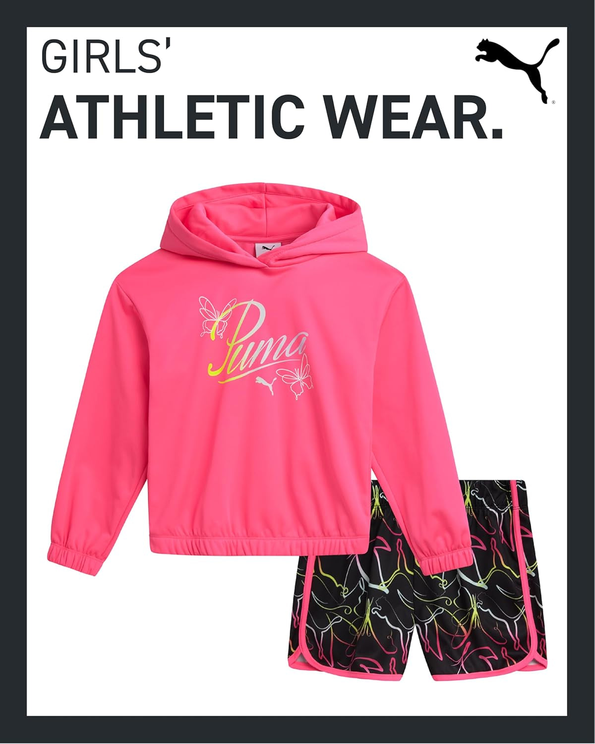 Girls Active Shorts Set - 2 Piece Performance Pullover Hoodie and Athletic Shorts - Cute Athletic Outfit for Girls (S-L)