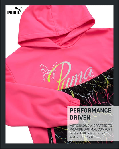 Girls Active Shorts Set - 2 Piece Performance Pullover Hoodie and Athletic Shorts - Cute Athletic Outfit for Girls (S-L)