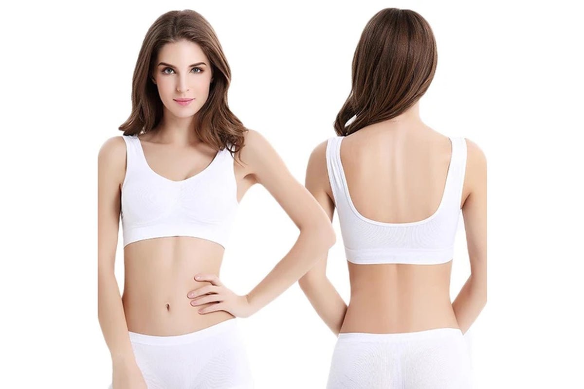 3Pcs Womens Seamless Comfortable Yoga Sports Lace Bras-White, Cuticolour, Black
