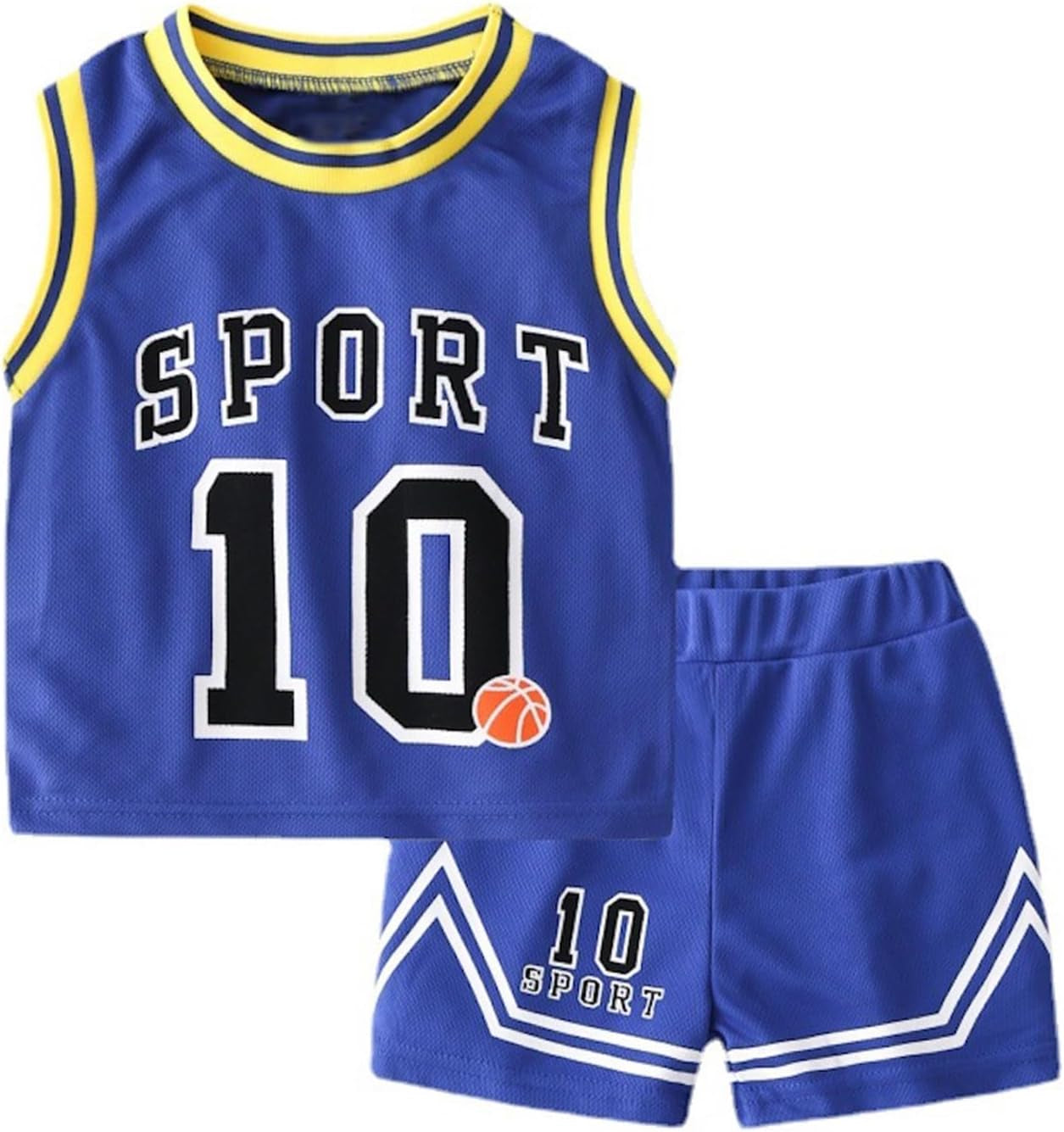 Kids Sports Shorts Set Todder Boys Jerseys Tracksuit 2 Piece Basketball Top Mesh Shorts Set