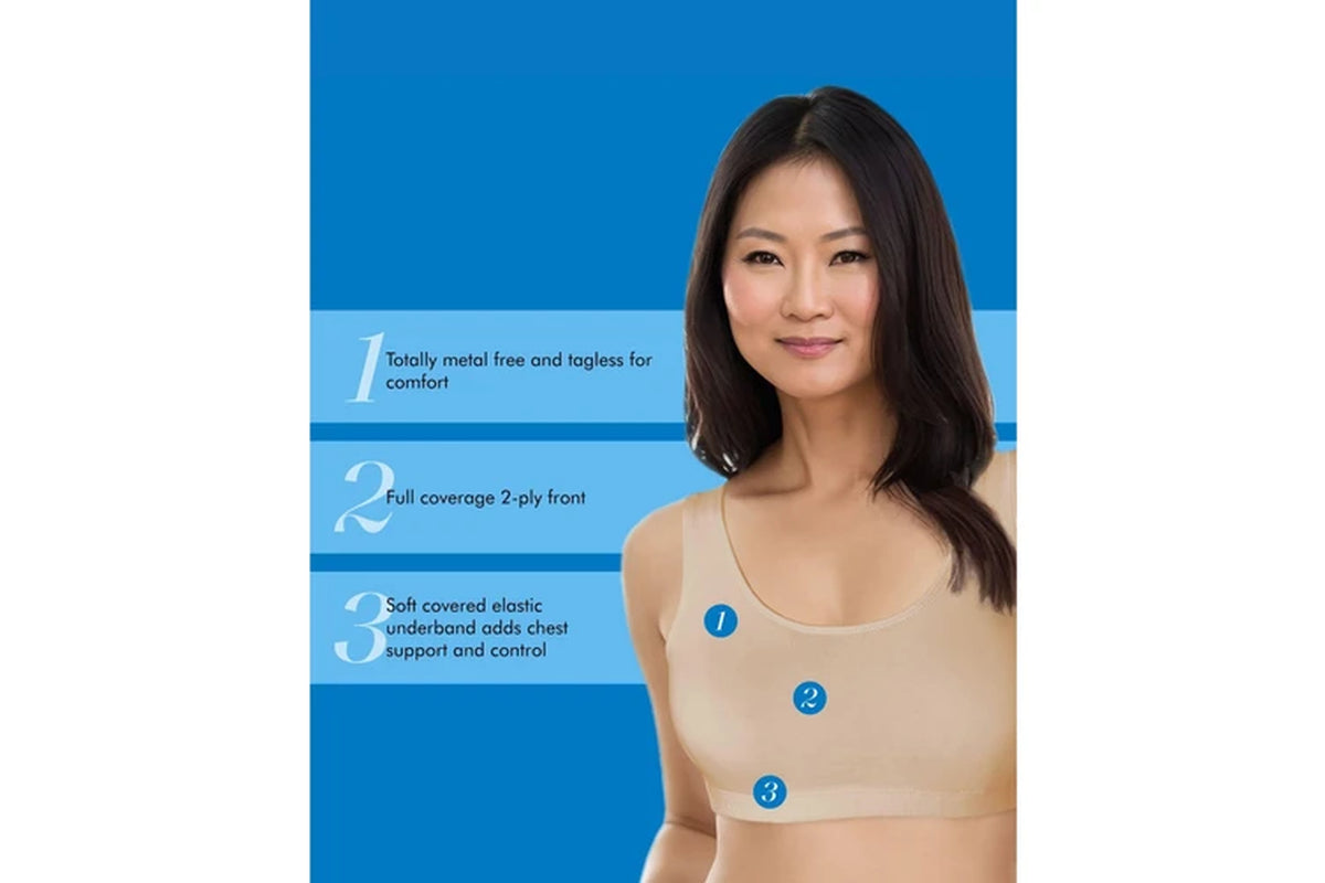 Bestform Wirefree Cotton Sports Crop Top Bra (3 Pack)