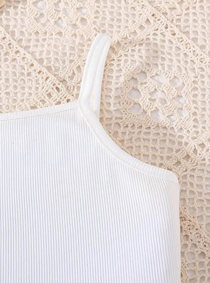 Girls 3 Piece Summer Outfits Graphic Crop Tee and Cami Top with Shorts Set