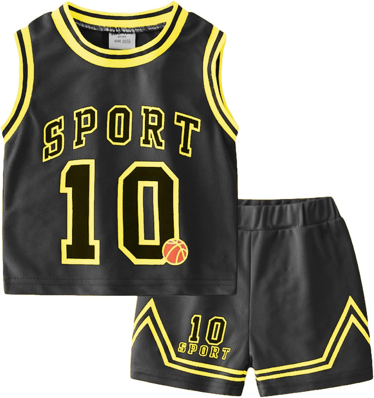 Kids Sports Shorts Sets Boys Jerseys Tracksuit 2 Piece Basketball Performance Tank Top and Mesh Shorts Set