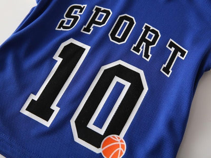 Kids Sports Shorts Set Todder Boys Jerseys Tracksuit 2 Piece Basketball Top Mesh Shorts Set